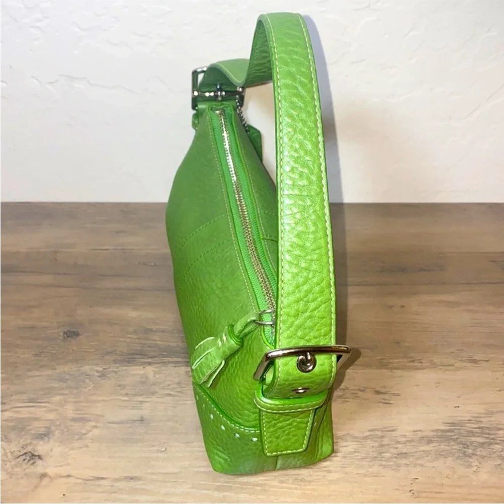 COACH Vintage Y2K Hampton Demi Leather Small Green Shoulder Bag Purse 5052 - Picture 3 of 9